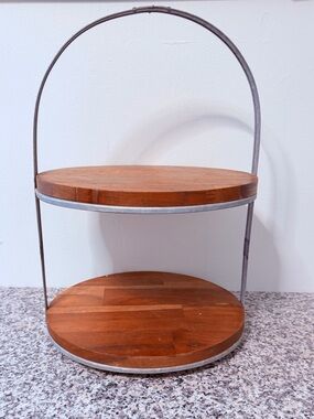 Hearth & Hand Magnolia 2 Tier Serving Cake Stand Wood Metal Farmhouse Decor